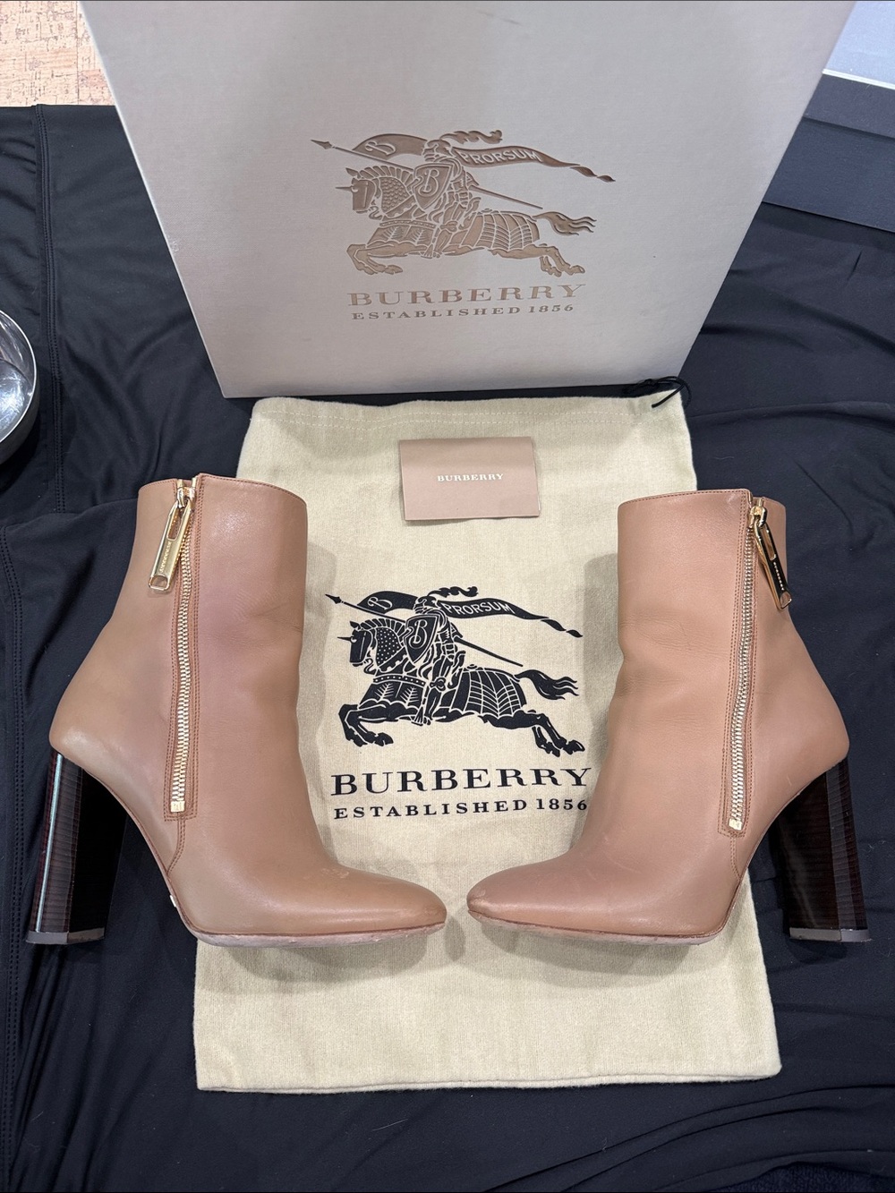 Burberry Nude Leather Ankle Boots | Size EU 36.5 US 6.5 | Box, Dust Bag & Card